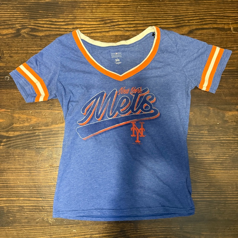 MLB Blue and Orange Mets Women's Tee